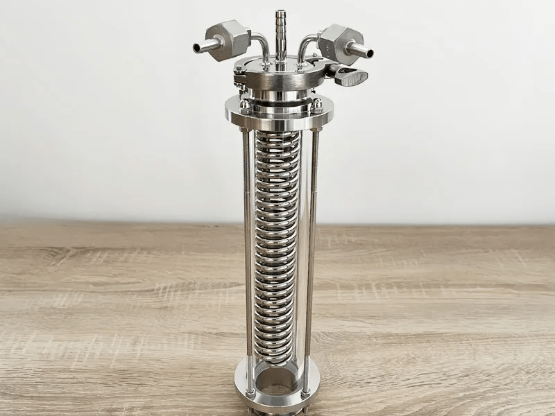 Bộ Ngưng Tụ Hồi Lưu Dimroth OD64mm (2″) Kèm Kính Quan Sát Sight Glass Cho Cột Chưng Cất – Inox&nbsp;SS304